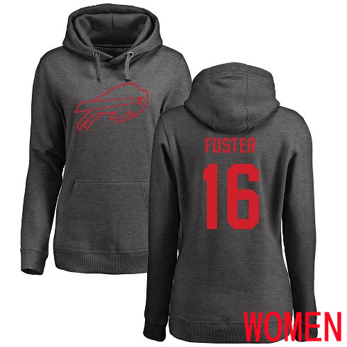 NFL Women Buffalo Bills #16 Robert Foster Ash One Color Pullover Hoodie Sweatshirt->women nfl jersey->Women Jersey